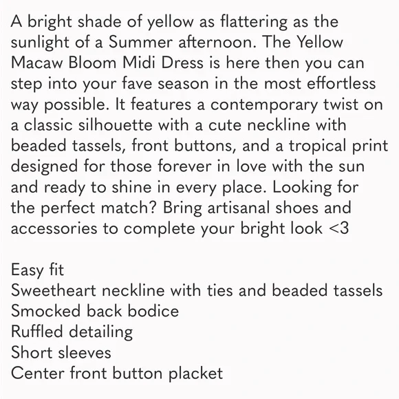 Farm Rio MACAW BLOOM YELLOW MIDI
DRESS Large - Picture 7 of 7